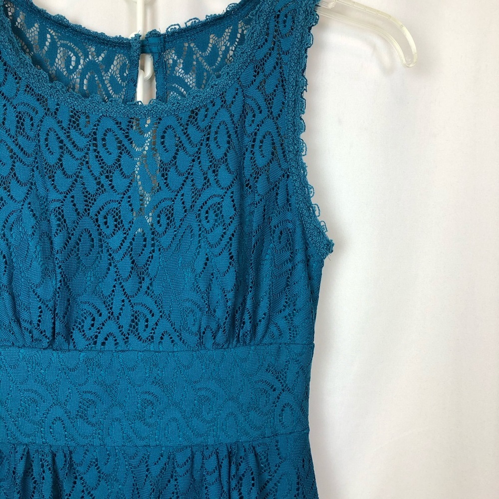 B Darlin Teal Lace Sleeveless Dress, Size 5/6 - Picture 3 of 9